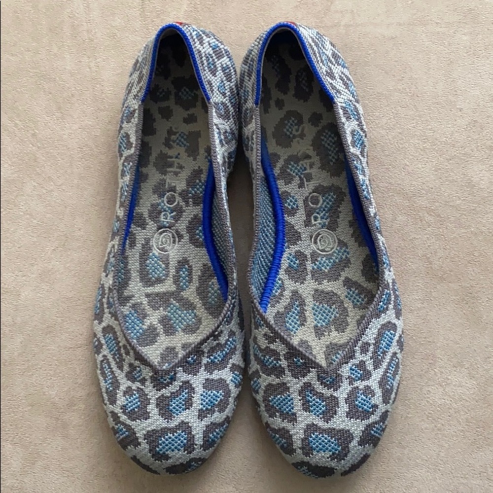 Grey and Blue Leopard Rothy flats